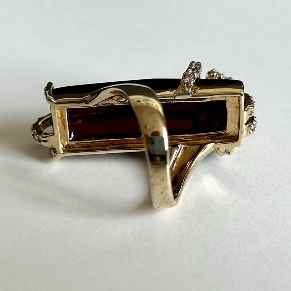 Andara Design 18K GOLD PLATED SIAM RED CRYSTAL & CZ BOW RING - Picture 12 of 15